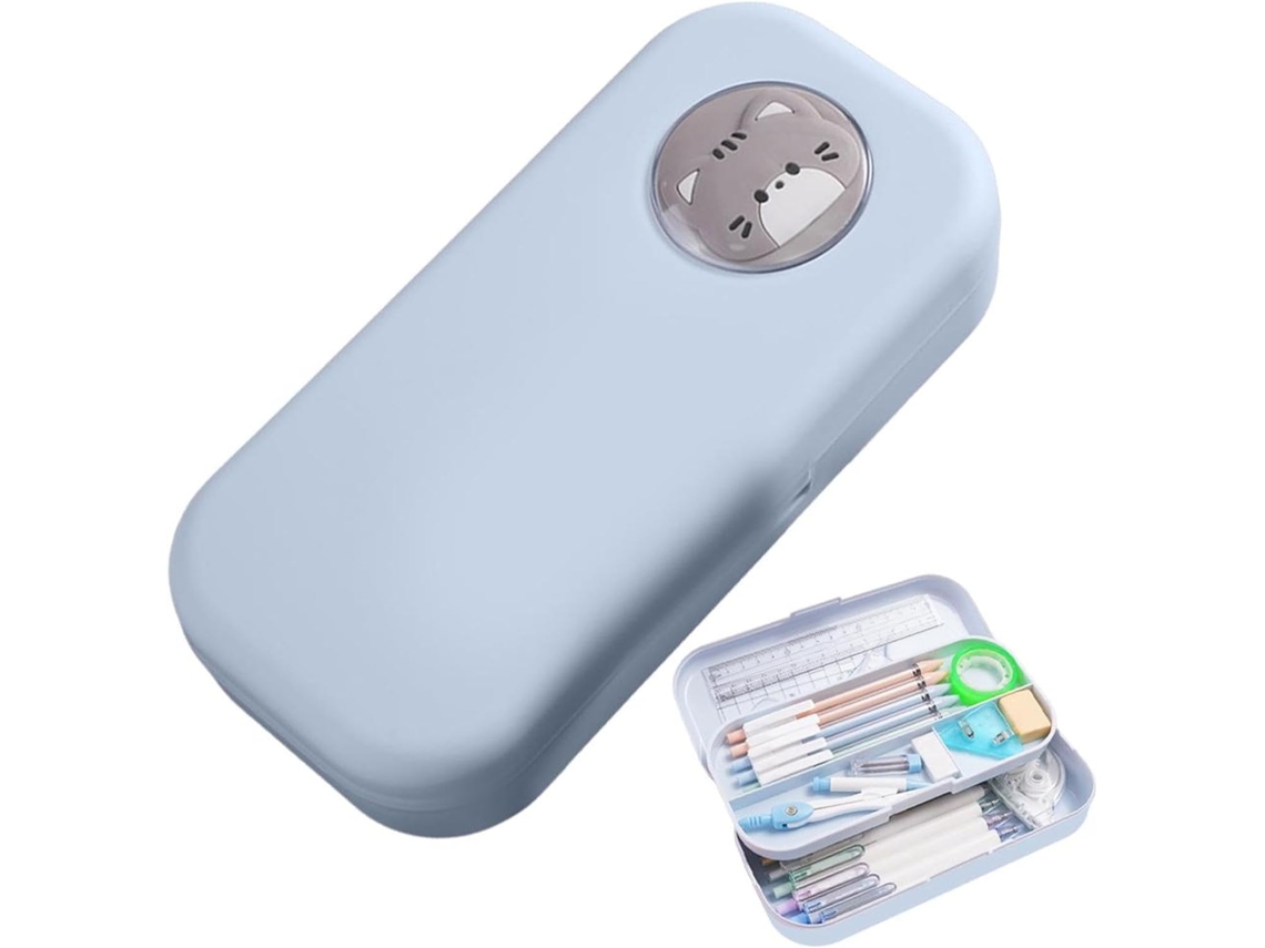 Estojo Para Lápis Com Alça Para Guardar Lápis, Azul