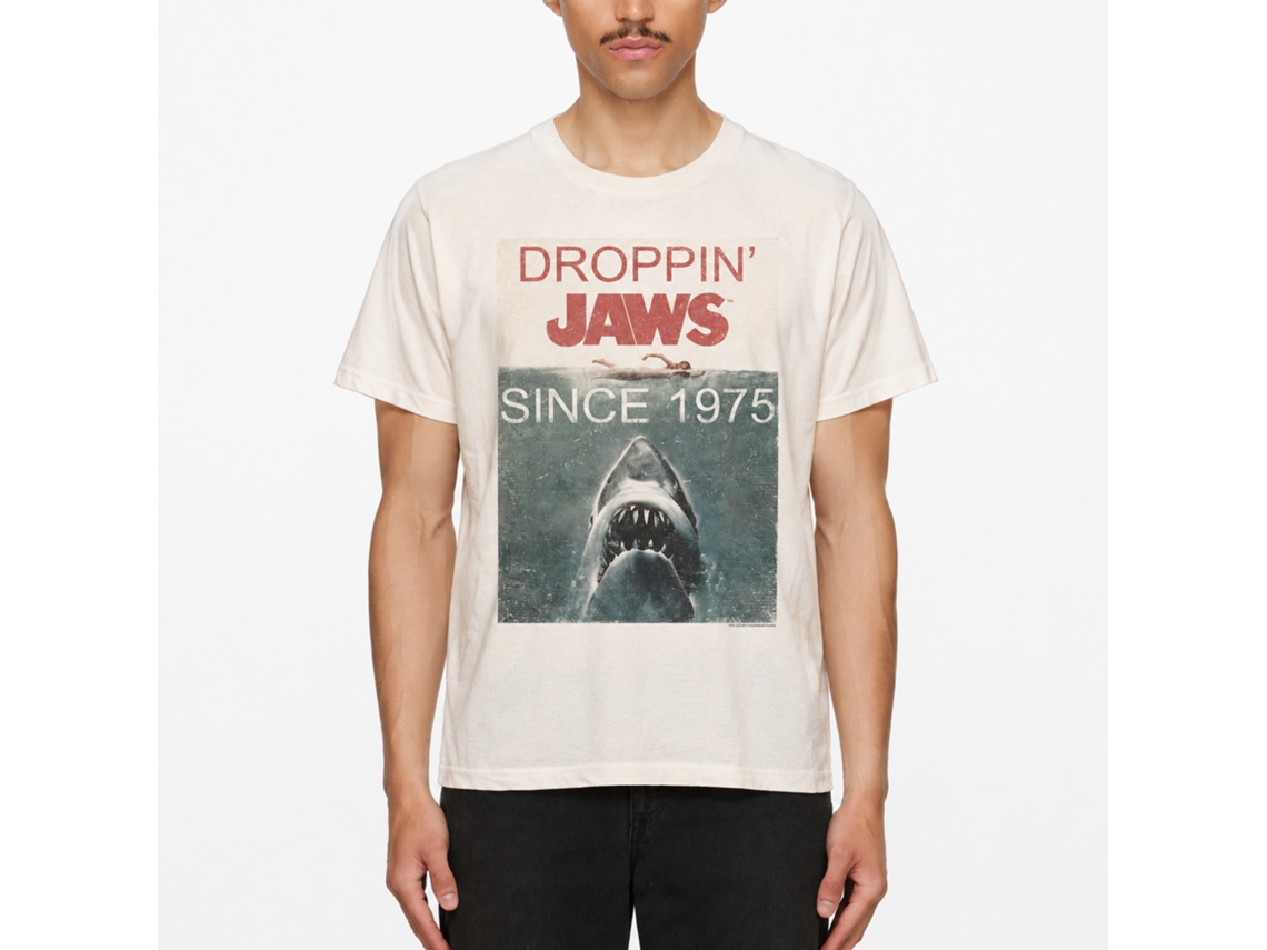 Rockinstone Jaws Movie Droppin Solid Natural Adult T-shirt Size:m