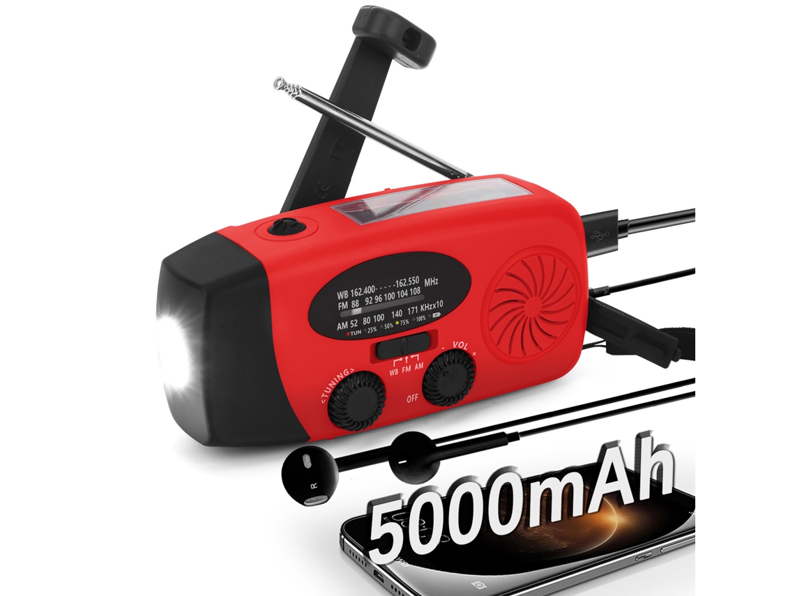 Rádio de Manivela de 4000mah com Células Solares e Bateria Externa AQUAFORGE