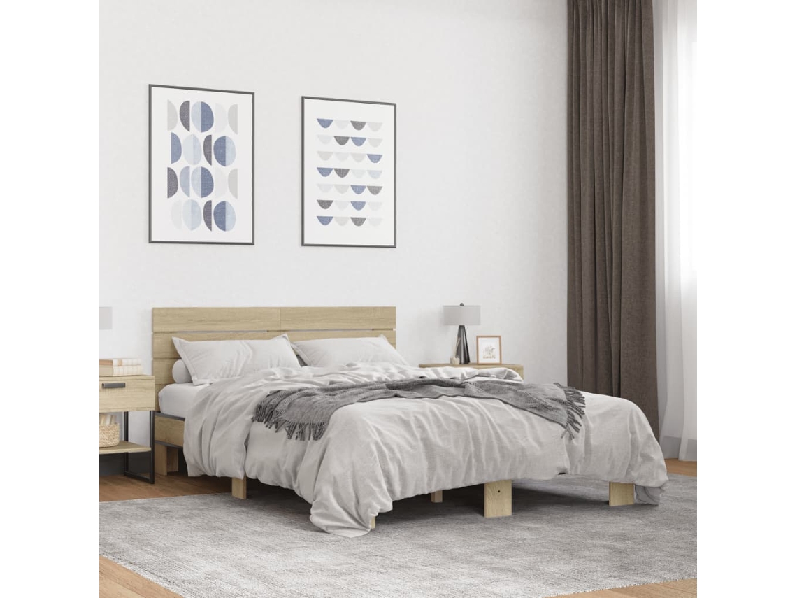 Vidaxl Estrutura De Cama 140x200 Cm Derivados Madeira/metal