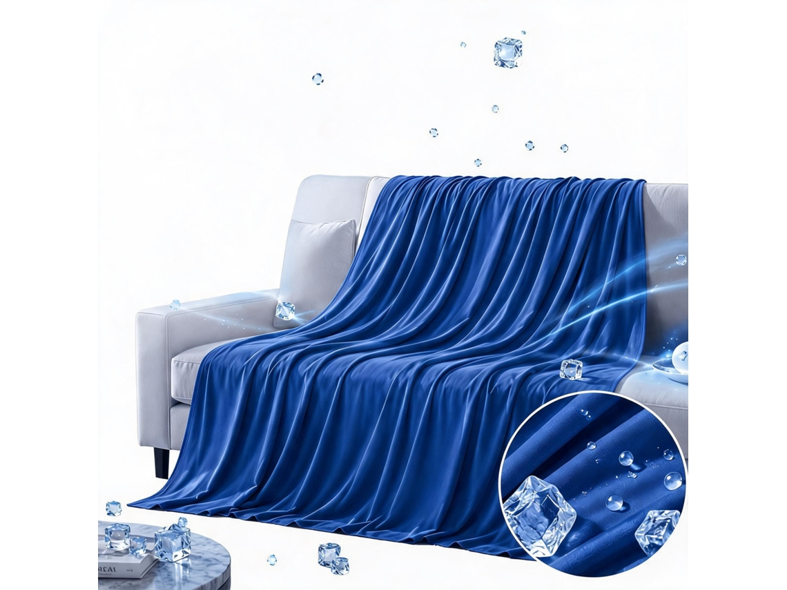 Manta Refrescante Fria Seda De Gelo Leve Toque Fresco Cobertor Refrescante Noites Quentes (230x230cm-azul Escuro)