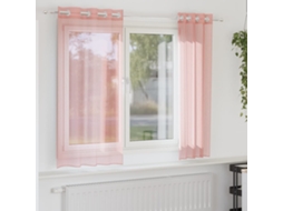 Vidaxl Cortinas De Voile Com Ilhós 2 Pcs Rosa 140x140 Cm
