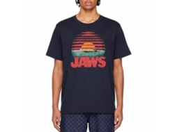 Rockinstone Jaws Movie Sliced Navy Adult T-shirt Size:l