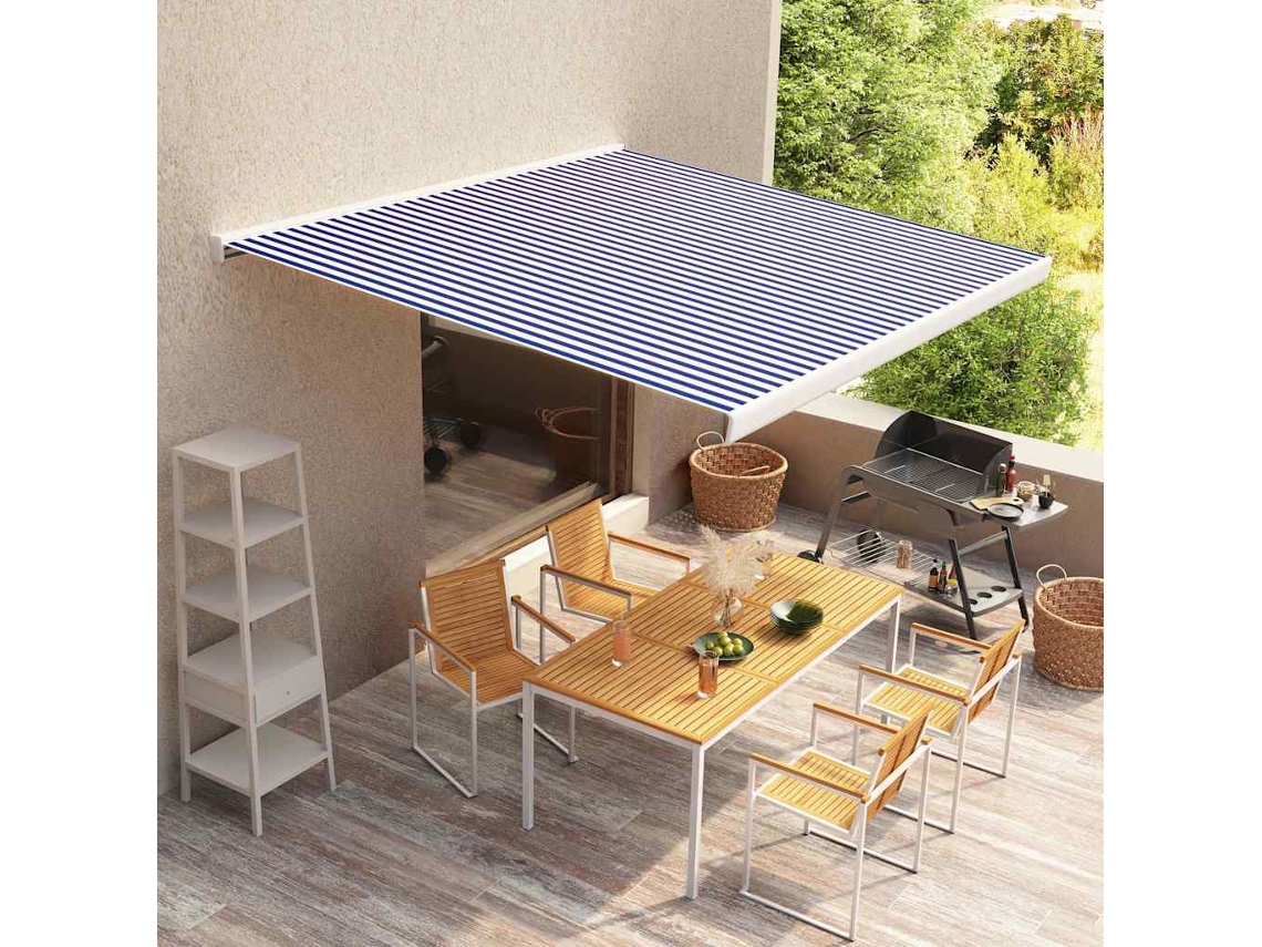 Vidaxl Lona Para Toldo Azul E Branco 400x300 Cm