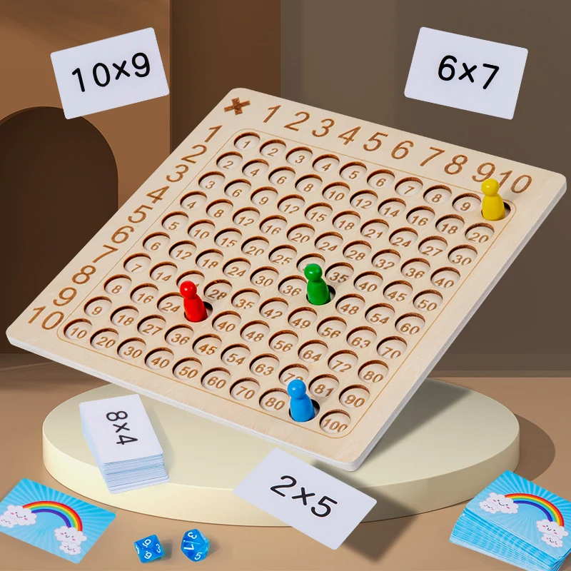 Multiplicação Jogo De Tabuleiro De Madeira Montessori Crianças Aprendem Brinquedos Educativos, Pensamento Interativo