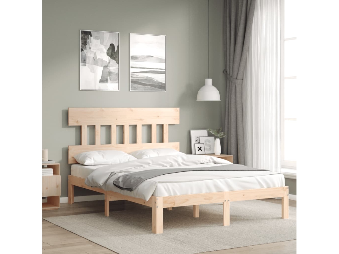 Cama Sem Colchão 140x200 Cm Madeira De Pinho Maciça