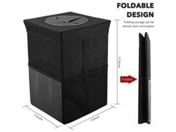 Lixeira para Carro com Tampa e Bolsos Organizador Impermeável e Plegável com Capacidade Grande