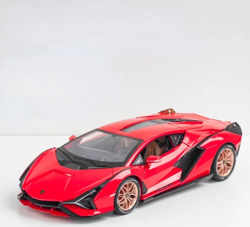 (vermelho) Miniatura De Carro Lamborghini Sian Fkp37 Em Escala 1:18, Feita De Metal Fundido.