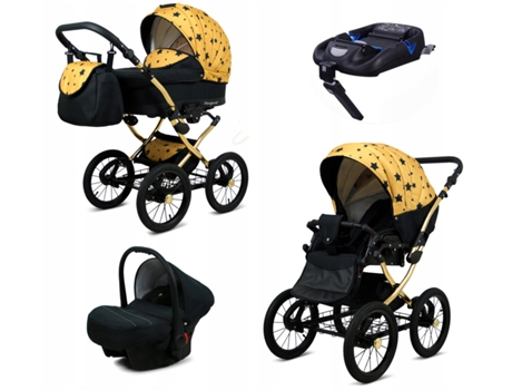 Carrinho de Bebé Multifuncional BABYLUX MARGARET GOLD 4 Em 1 -Gold Star - Ajustável e dobrável Construção leve em alumínio - Acessórios