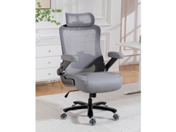 Cadeira de escritório ergonômica, com suporte lombar, apoio de cabeça, altura ajustável, encosto reclinável, apoios de braço dobráveis ESSÊNCIACASA