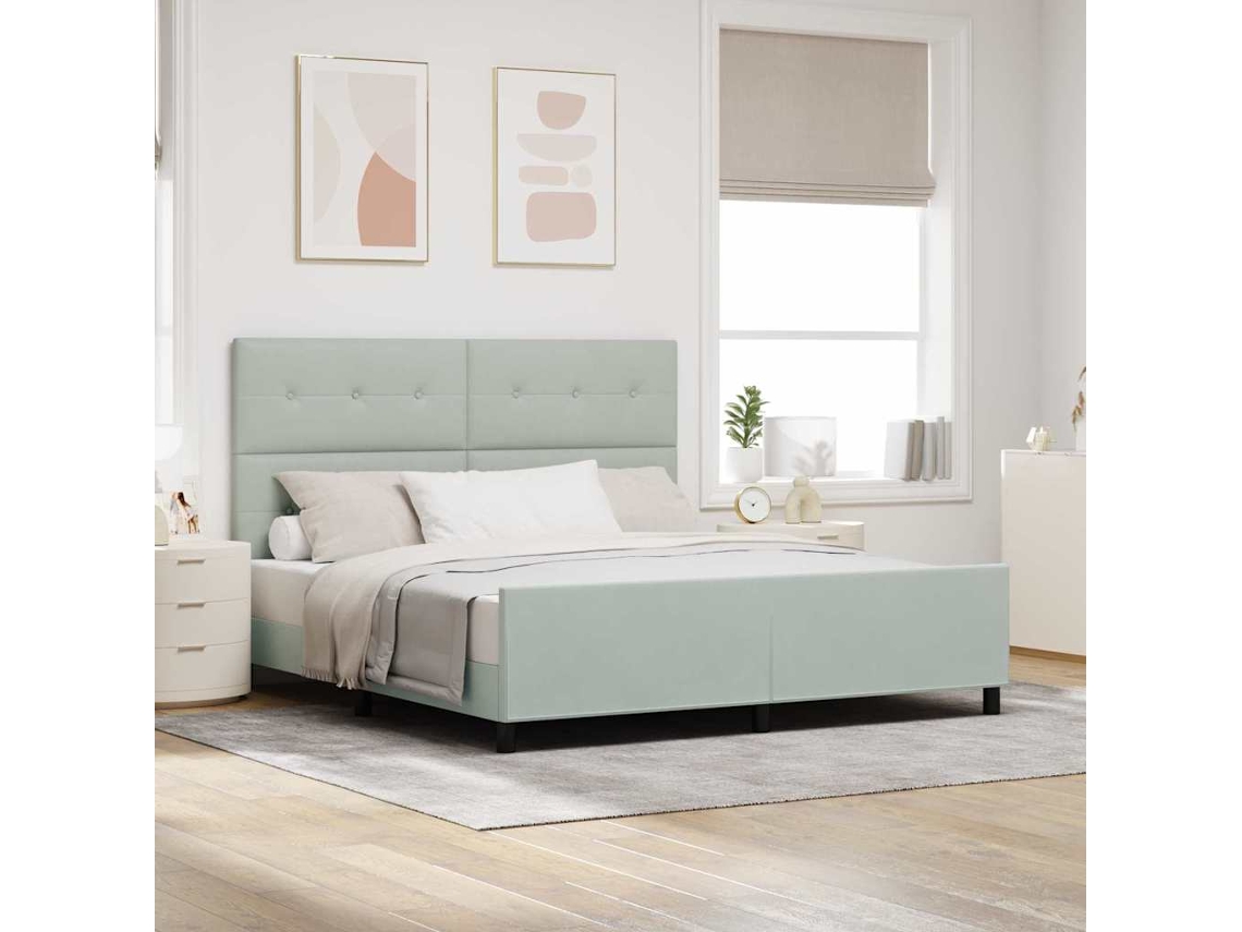 Vidaxl Cama Box Com Cabeceira Cinzento-claro 180 X 200 Cm Veludo