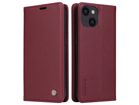 Capa Para Iphone 14 Yikatu Pele Sintética Anti-choque Magnética Vermelho