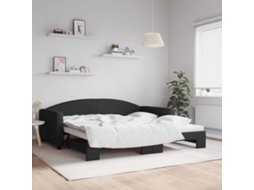 Sofá cama con cajón 100x200 cm tela negra