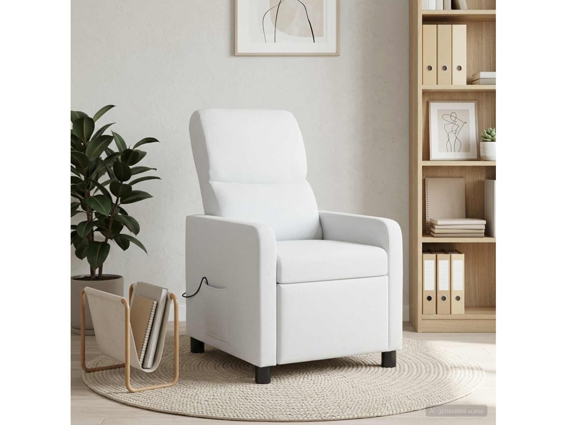 Vidaxl Reclinável Branco Tecido