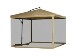 Chapéu de Sol Excêntrico com Rede Mosquiteira, Manivela e Base Cruzada 295x295x260 Cm Bege ZENCORE SERVICES