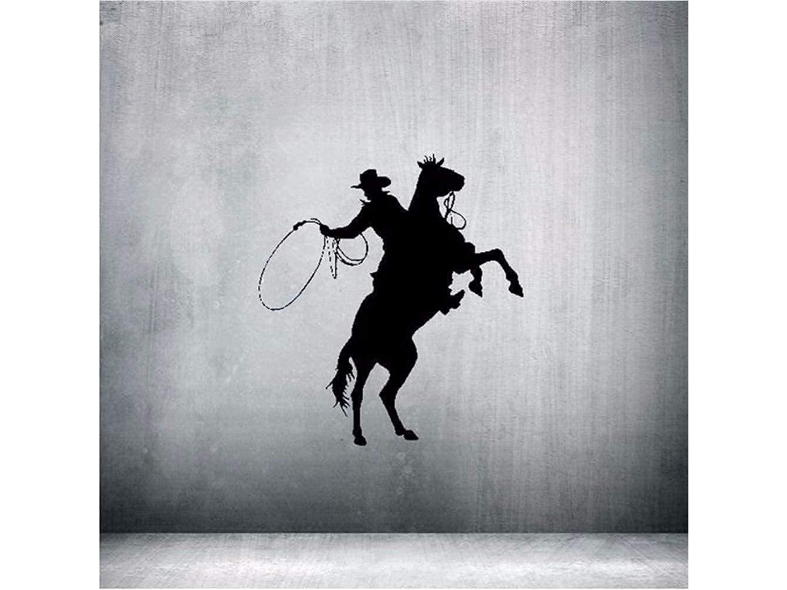Adesivo de parede decorativo para casa com laço de cavalo de rodeio, em vinil PVC, número do produto: 55 x 61 cm