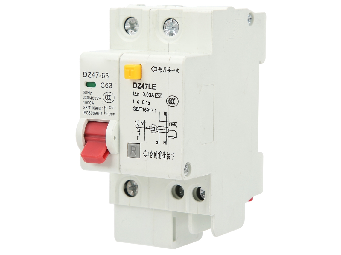 Hkj interruptor de Circuito Dz47le 63 1p+n 6 63a com Proteção Contra Fugas de Corrente