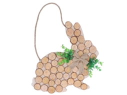 Decoração De Porta Com Painel De Páscoa Laxiscreed E Coelho De Madeira, 33,5x33cm