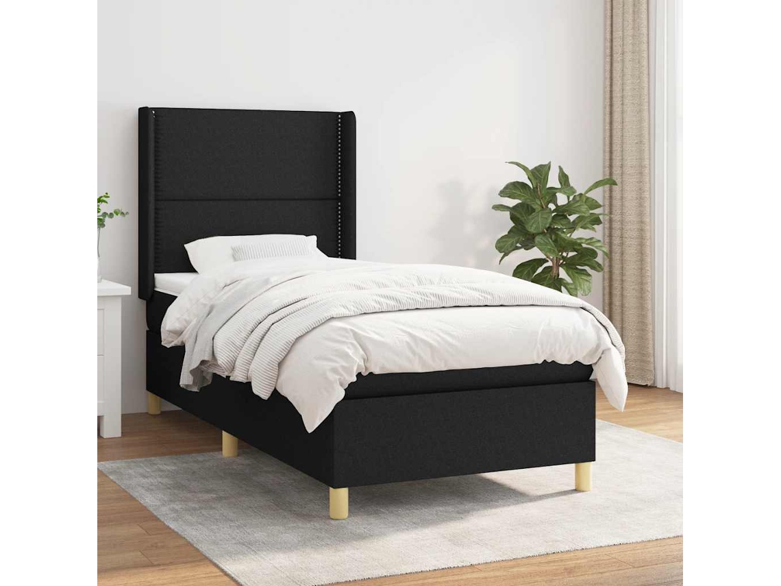 Vidaxl Cama Com Molas/colchão 100x200 Cm Tecido Preto