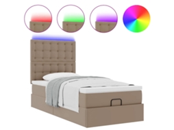 Estrutura de cama otomana com colchão VIDAXL Cappucino couro falso