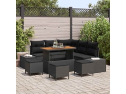 Vidaxl Conjunto De Sofá De Jardim 9 Unid. Preto Rattan Sintético