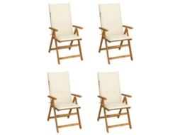 Cadeiras Jardim Reclináveis C/ Almofadões 4 Pcs Acácia Maciça Dkd Home Decor