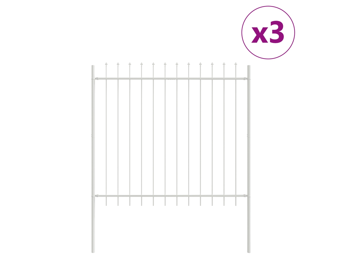 Conjunto 3 Painel De Jardim Vidaxl Branco Aço Revestido A Pó (5,1 X 1,5 M)