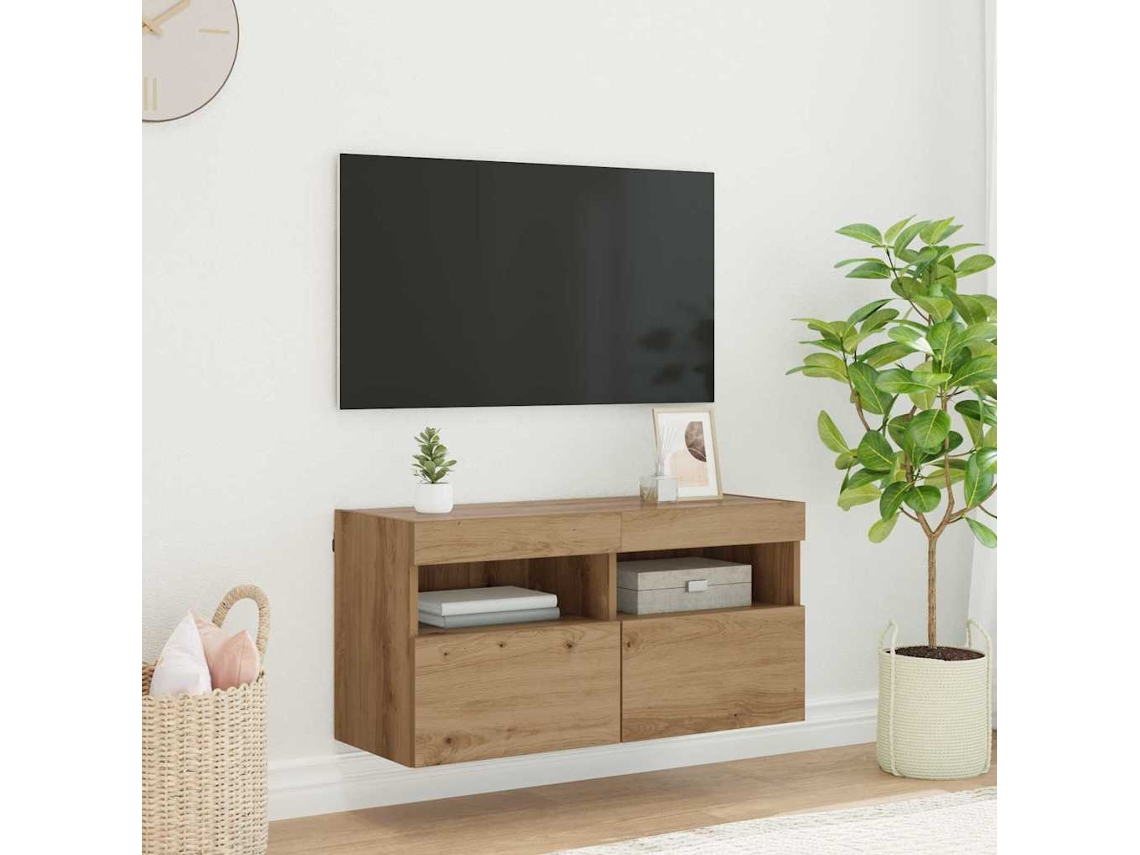 Vidaxl Armário De Tv De Parede 80 X 30 X 40 Cm Carvalho Artesanal