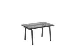 Mesa De Cozinha Extensível Tommy 140/200x80cm Em Vidro Temperado Transparente E Estrutura De Metal Pintada De Cinza - Tommy