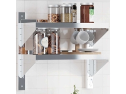 Vidaxl Estante Parede 2 Prateleiras 50x23,5x48 Cm Aço Inoxidável Prata
