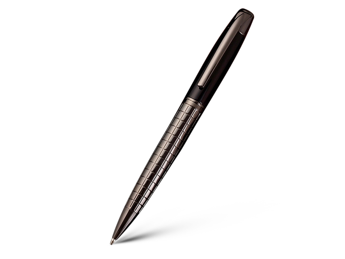 Caneta retrátil de metal com tinta Preta, ponta média de 1,0 mm, ideal para escola e mesa.