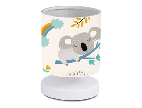 Candeeiro de Mesa Infantil Maidstone Koala 1Xe14 20 W Mdf Tecido 22 X Ø 15 Cm Branco / Cinzento LUX.PRO.