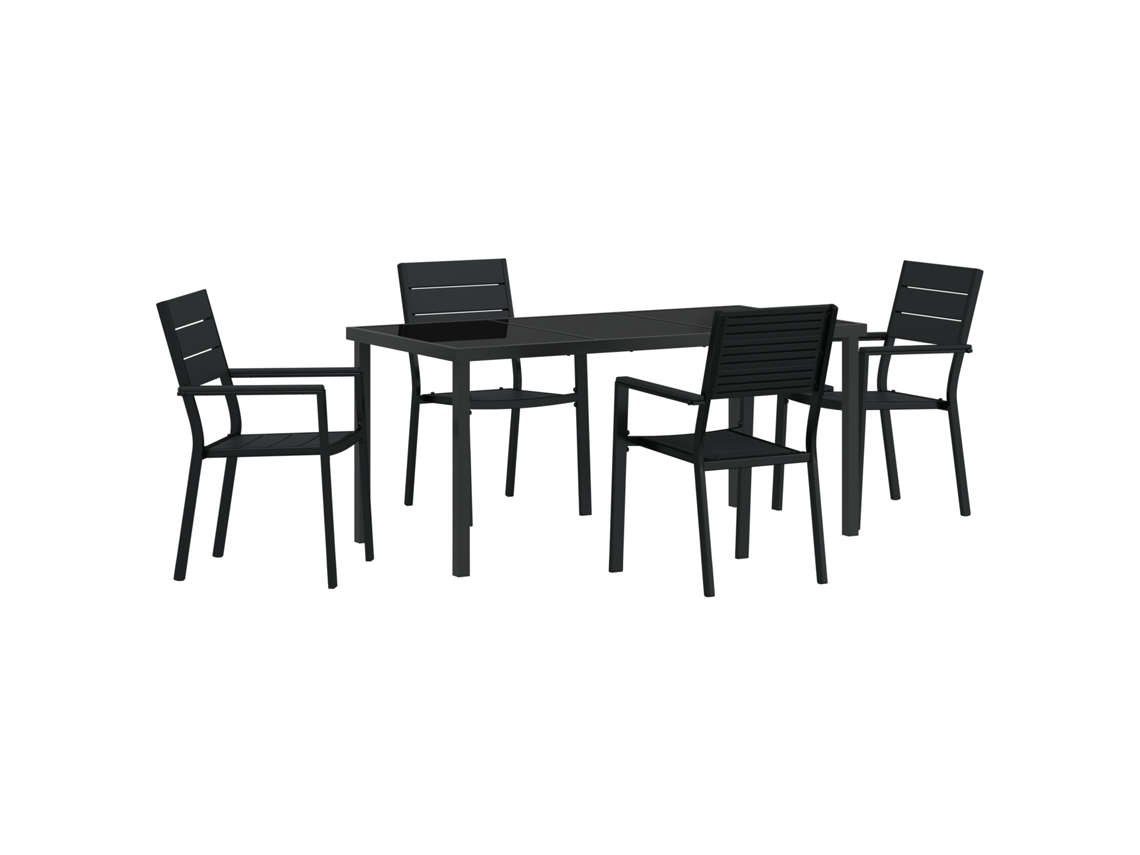 Conjunto 5 De Jantar De Vidaxl Para Jardim Preto Hdpe