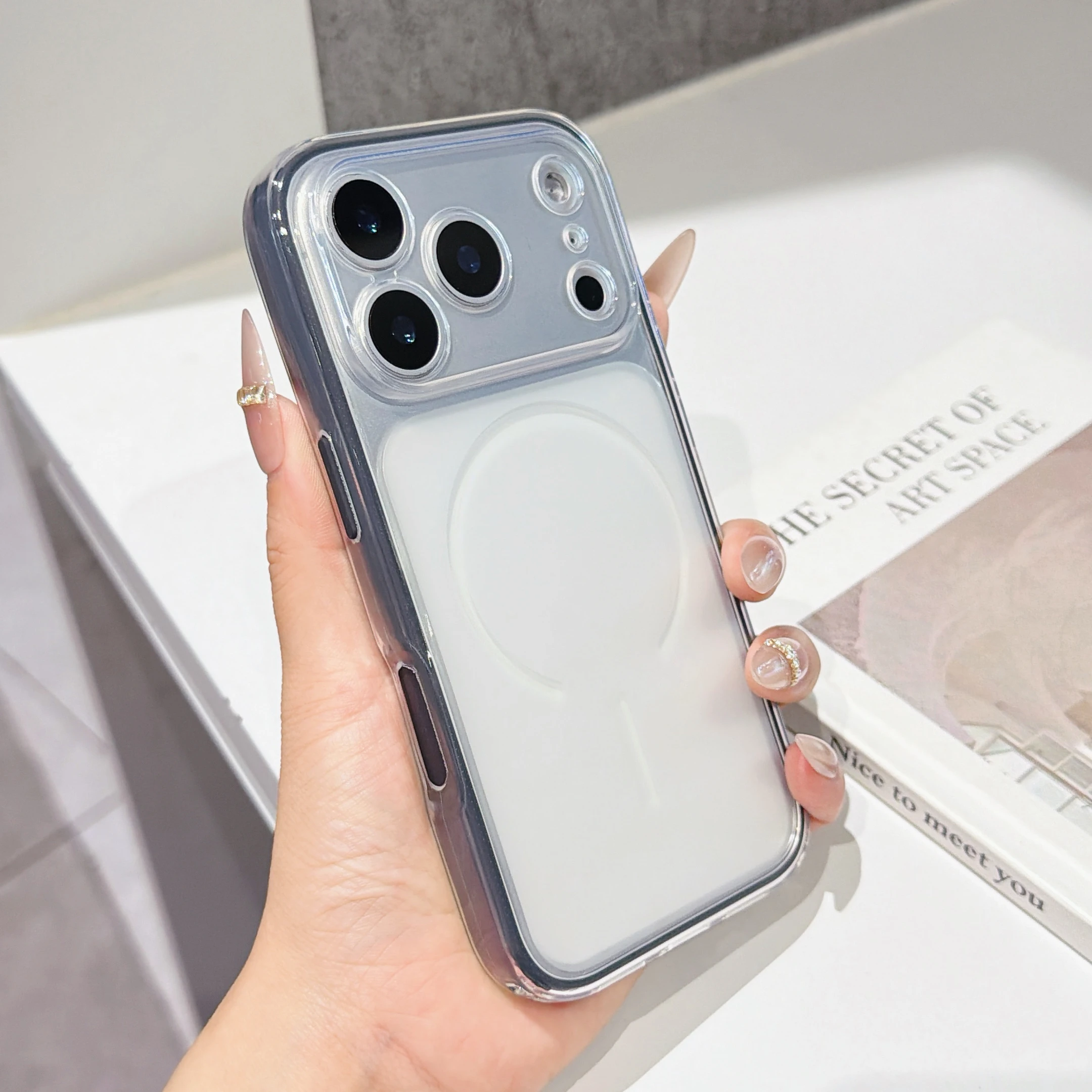 Capa Transparente Fosca 2 Em 1 À Prova De Choque Para Iphone 16
