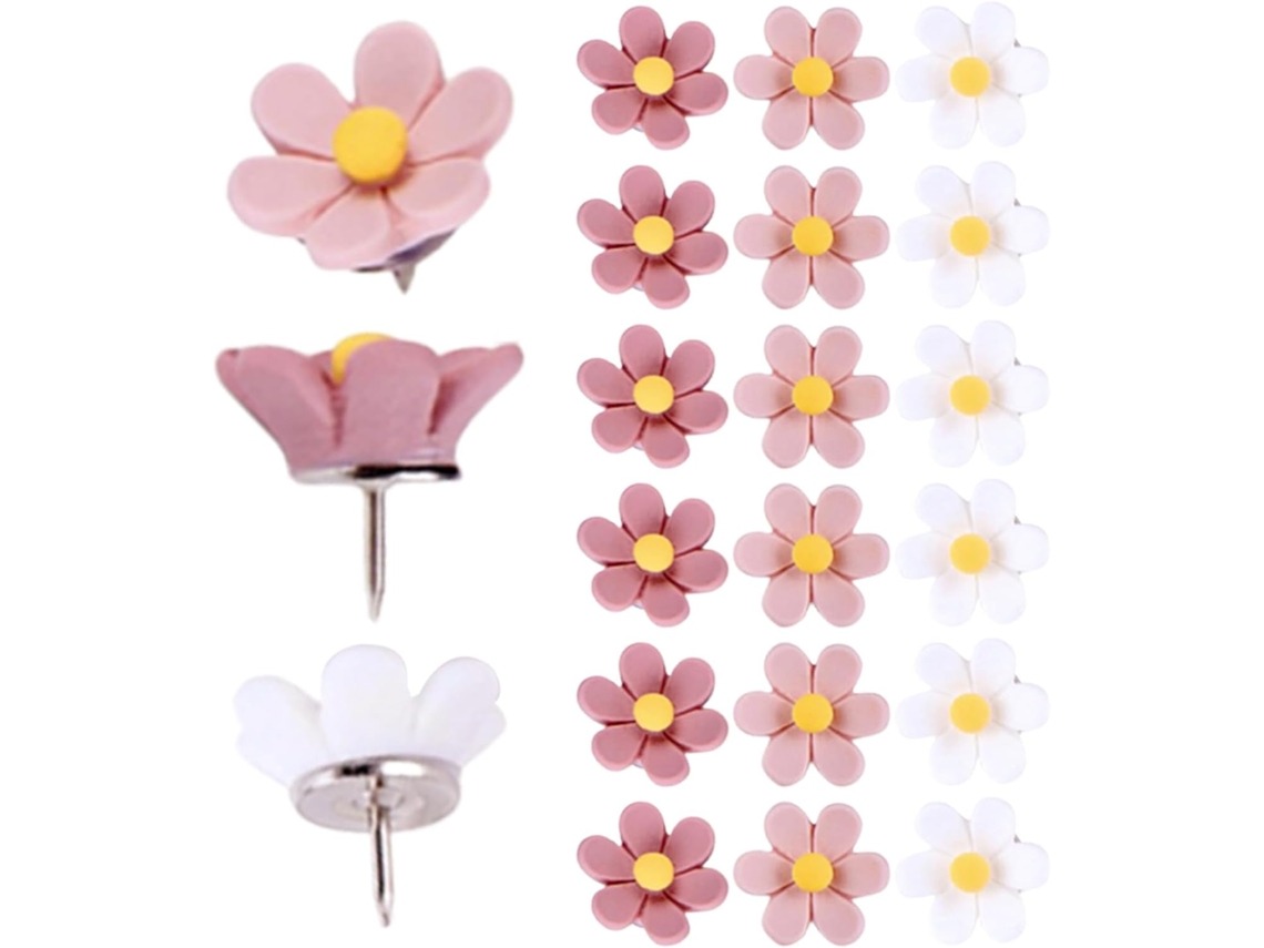 Conjunto Fuoyloo com 30 tachinas decorativas em formato de flor 3D, em resina e metal, reutilizáveis para painés de