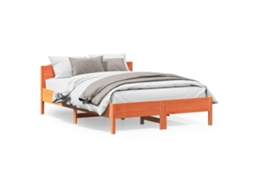 Vidaxl Cama Sem Colchão 120x200 Cm Madeira Pinho Maciça Castanho-mel