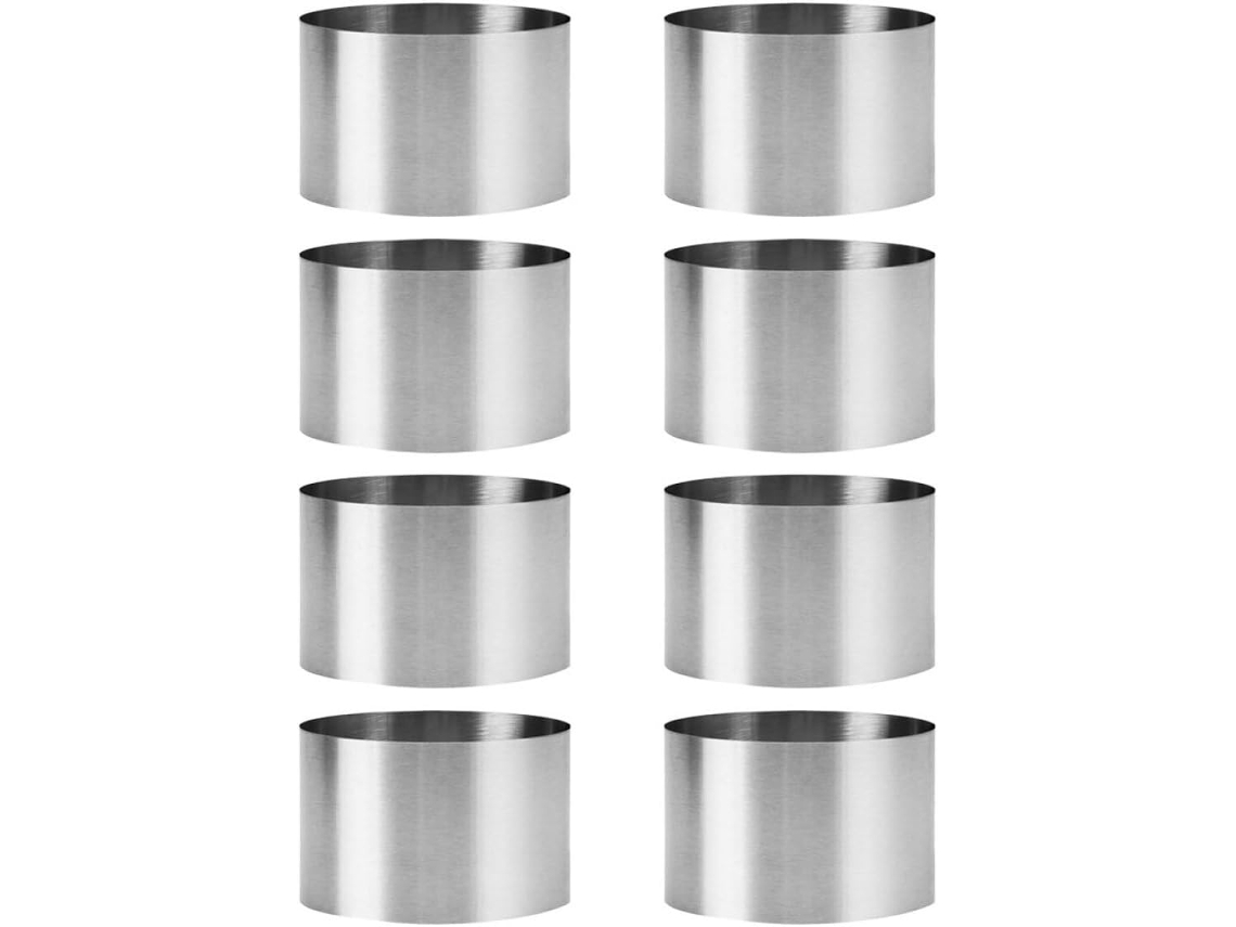 Conjunto De 8 Formas Redondas De Aço Inoxidável De 8 Cm Para Assar Bol