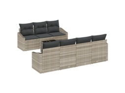 Conjunto 8 Sofá De Jardim Vidaxl Cinzento-claro Vime Pe (55 X 55 X 37 Cm)