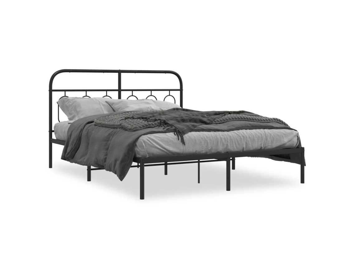 Bed Frame, Bed Frames Vidaxl Preto Metal (140 X 200 Cm)