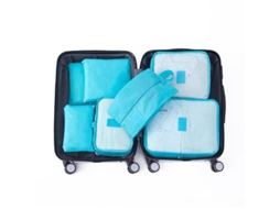 Conjunto de 7 sacos BRILVIBERA, impermeáveis, para viagem, azul celeste