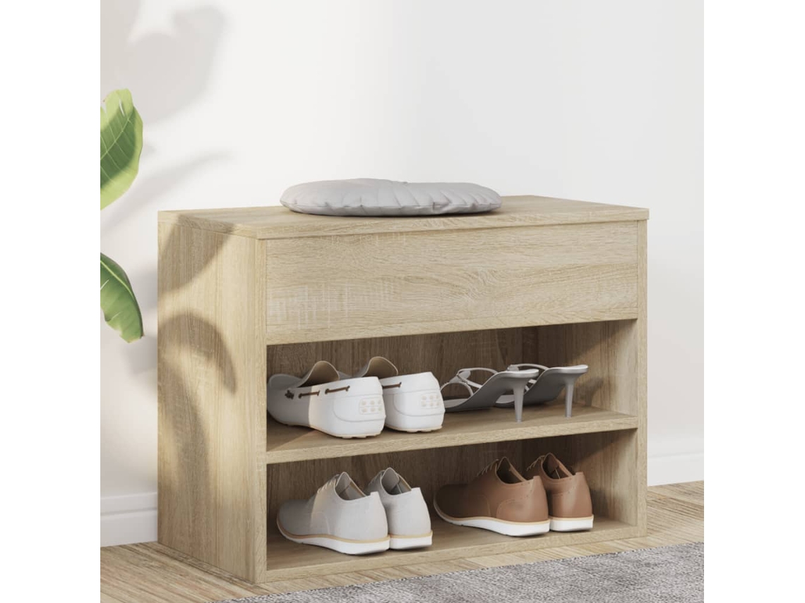 Vidaxl Banco Sapateira 60x30x45 Cm Derivados Madeira Carvalho Sonoma