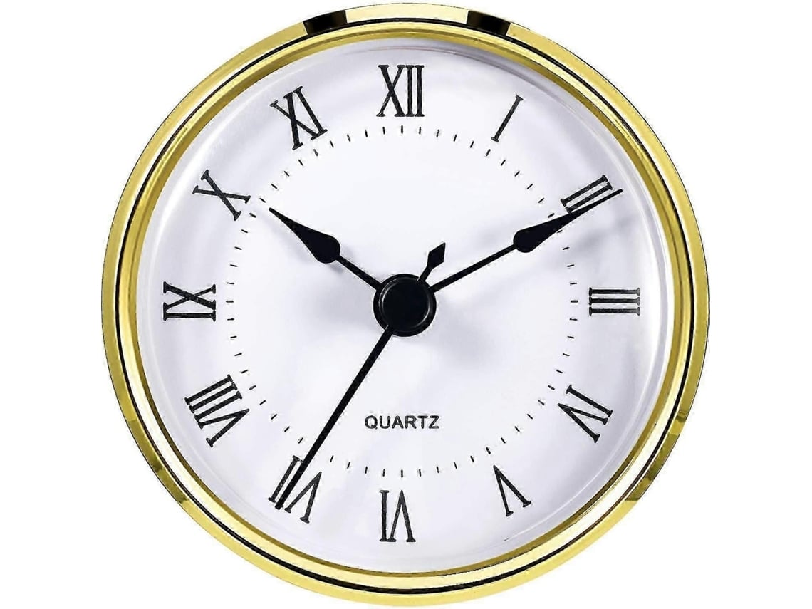 Inserção De Relógio Redonda De 80mm (3-1/8 Polegadas) Com Movimento De Quartzo, Números Romanos E Acabamento Dourado