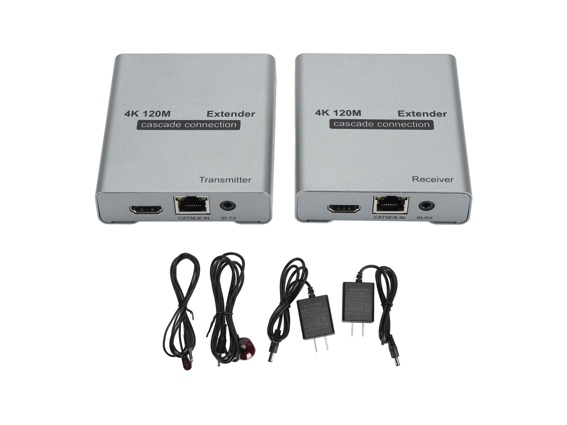 extensor de Interface Multimídia Hd 4k 120m com Transmissão em Cascata Sobre Cabo Cat5e/cat6 Us Plug