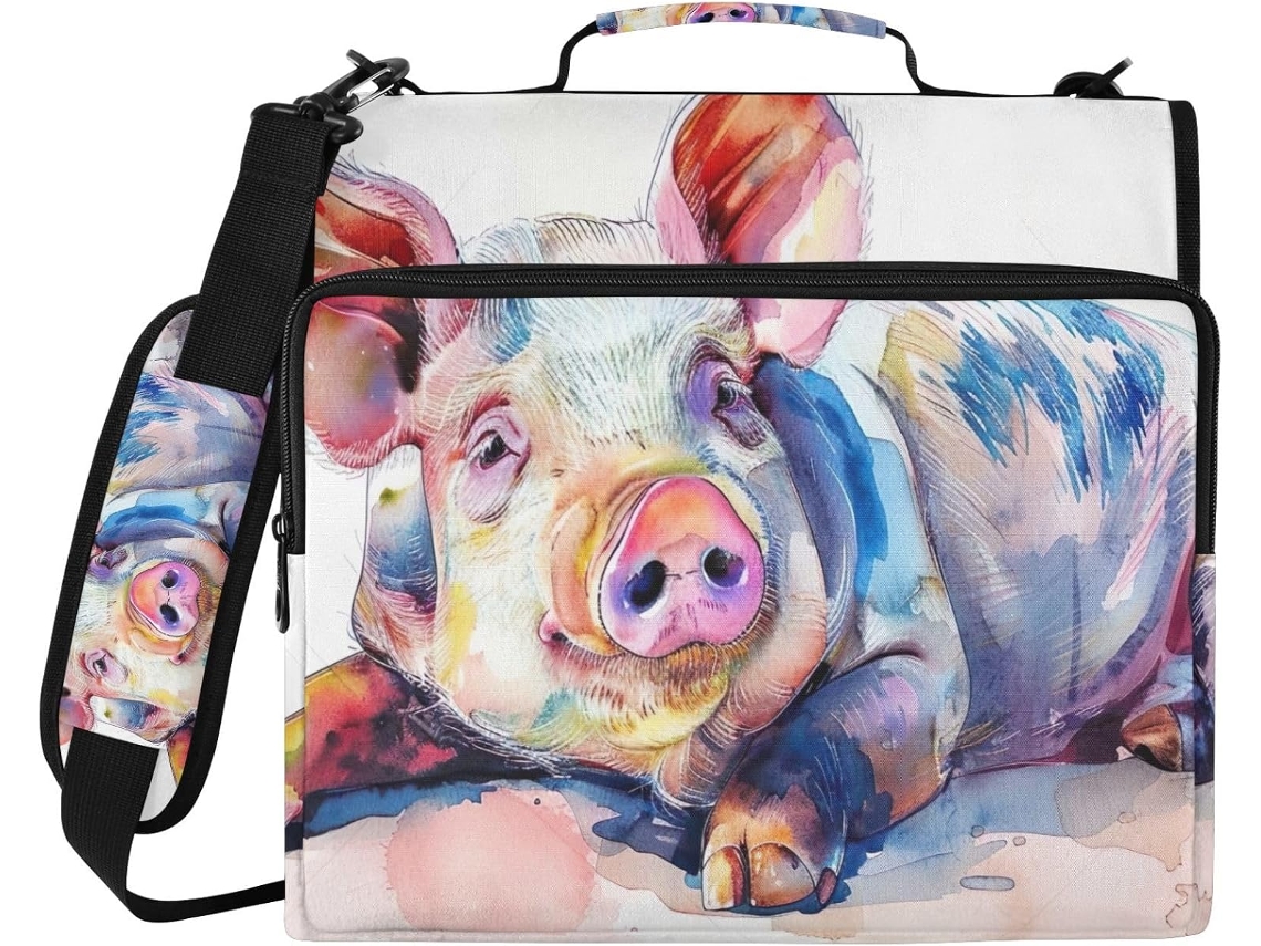 Lindo Organizador De Aquarela Com 3 Argolas, Resistente À Água, Com Compartimento Laptop E Bolsos Arquivos, Ideal
