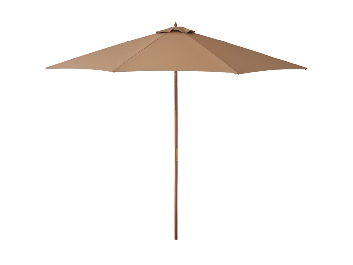 Guarda-sol Para Terraço/terraço Externo Ø300 Cm Com Cobertura Ventilada E Mastro De Madeira Removível, Cor Cáqui.