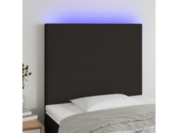 Vidaxl Cabeceira De Cama C/ Led Tecido 90x5x118/128cm Preto
