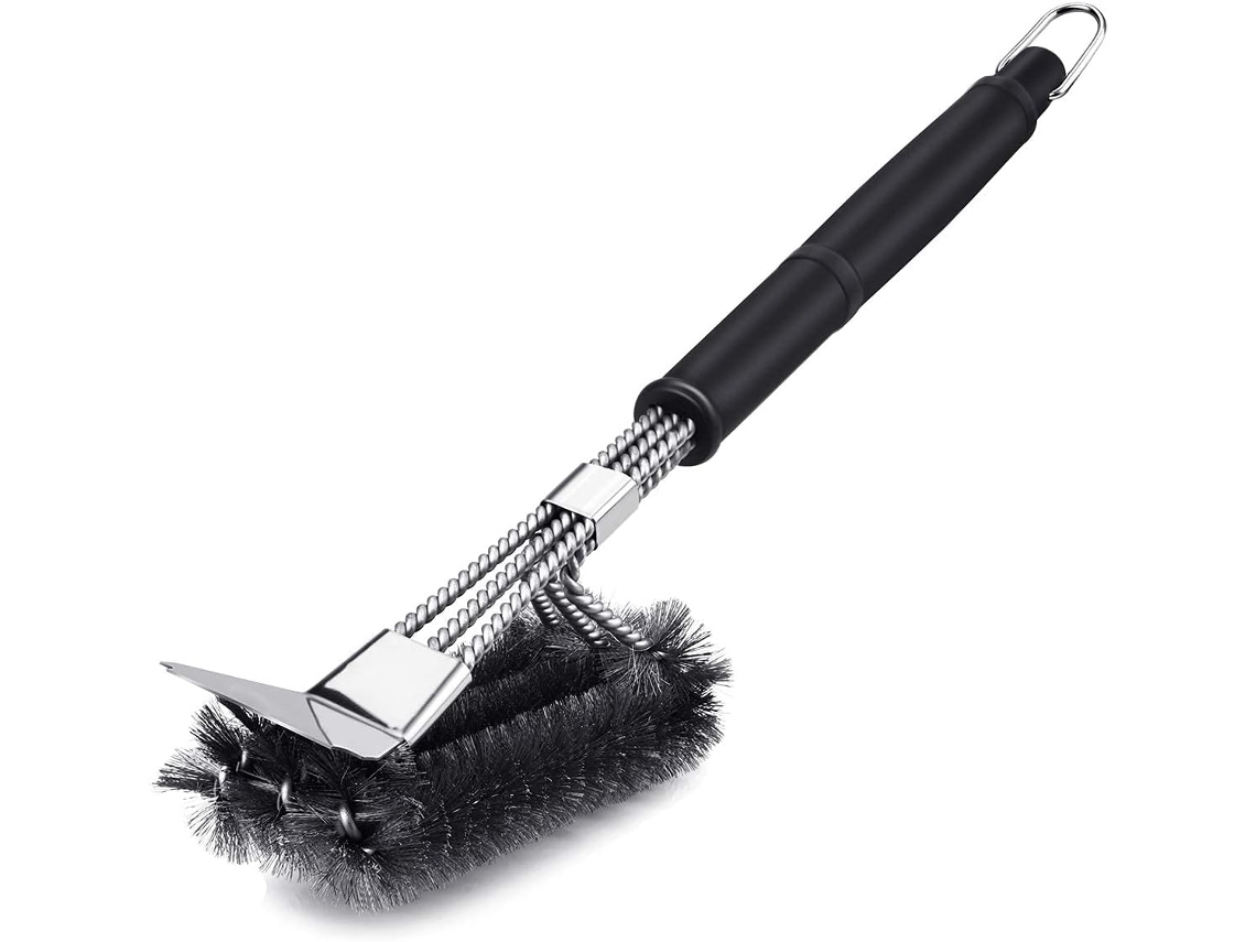 Escova 3 em 1 para Grelha, com Raspador, Aço Inoxidável AQUAFORGE