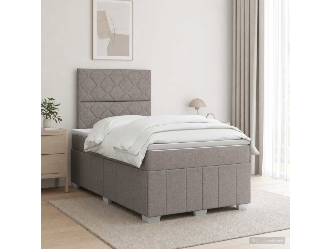 Vidaxl Cama Box Spring Com Colchão Cinzento-acastanhado 120 X 190 Cm
