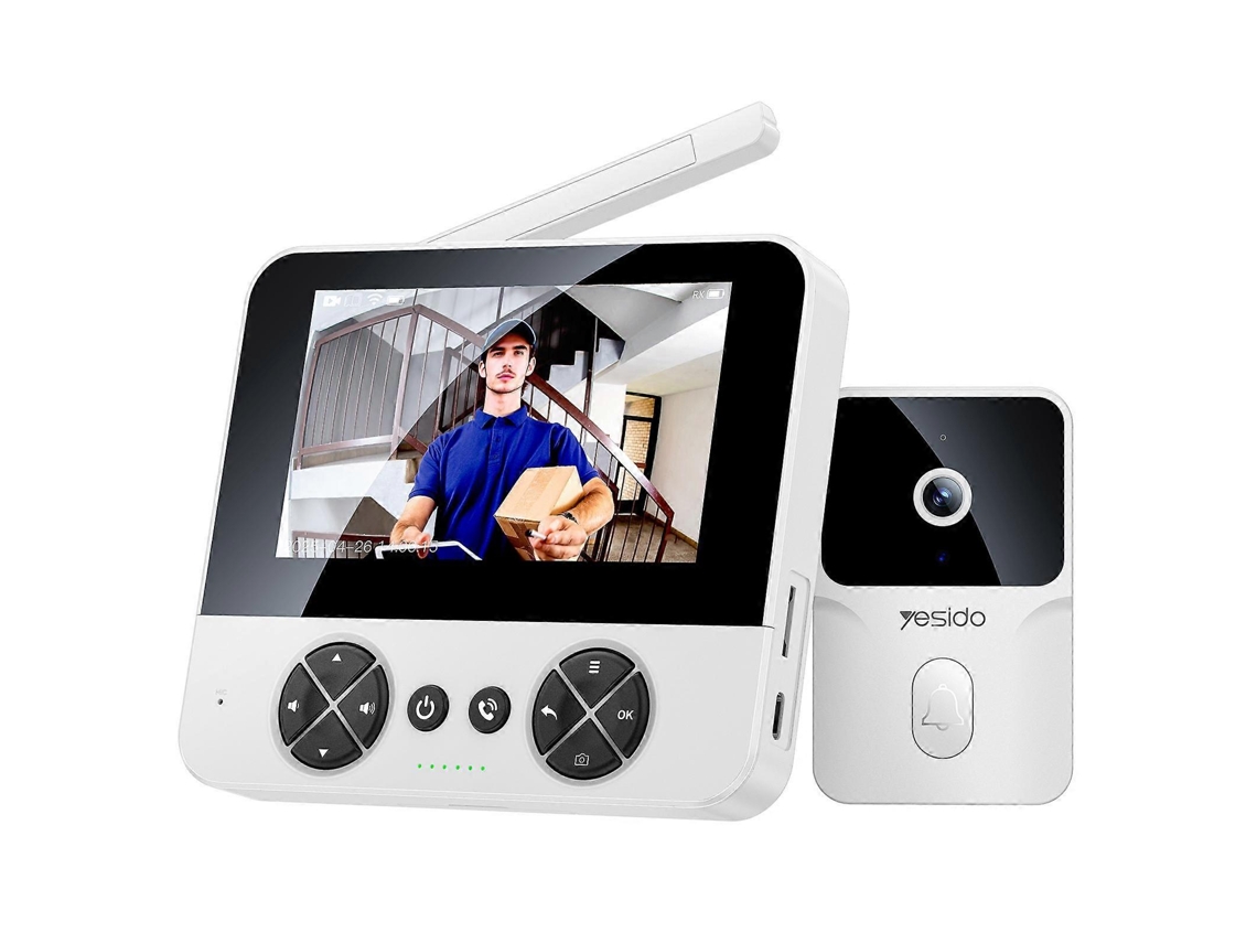 Campainha De Vídeo Intercomunicadora Sem Fio Yesido Km27 Com Tela Tft De 4,3 Polegadas E Conexão 2.4g.