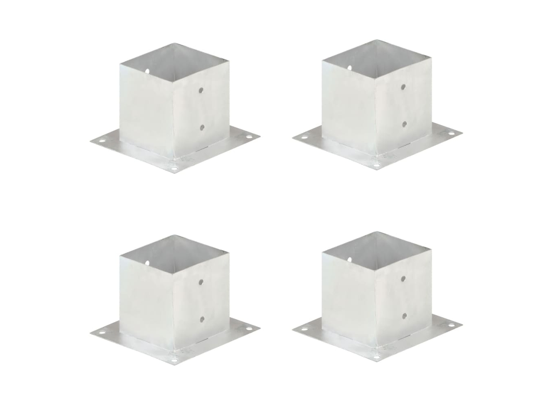 Conjunto 4 Suporte Para Postes Vidaxl Silver Metal